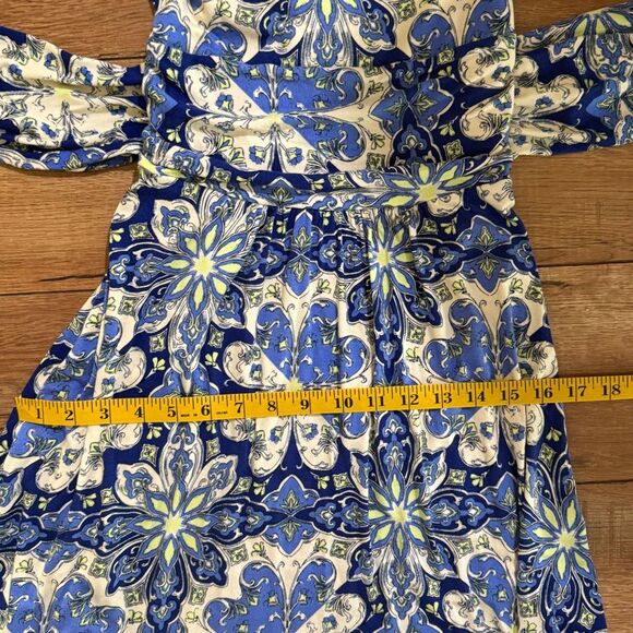 Vanessa Virginia Floral V-Neck Sleeveless Tie Waist Maxi Dress Blue White Small - Picture 14 of 16